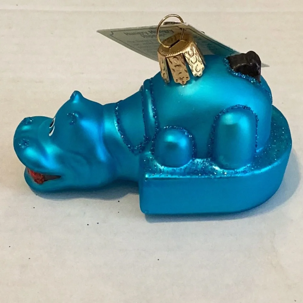 Old World Christmas ‘Hungry Hippo’ Glass Ornament New With Tags Never Displayed